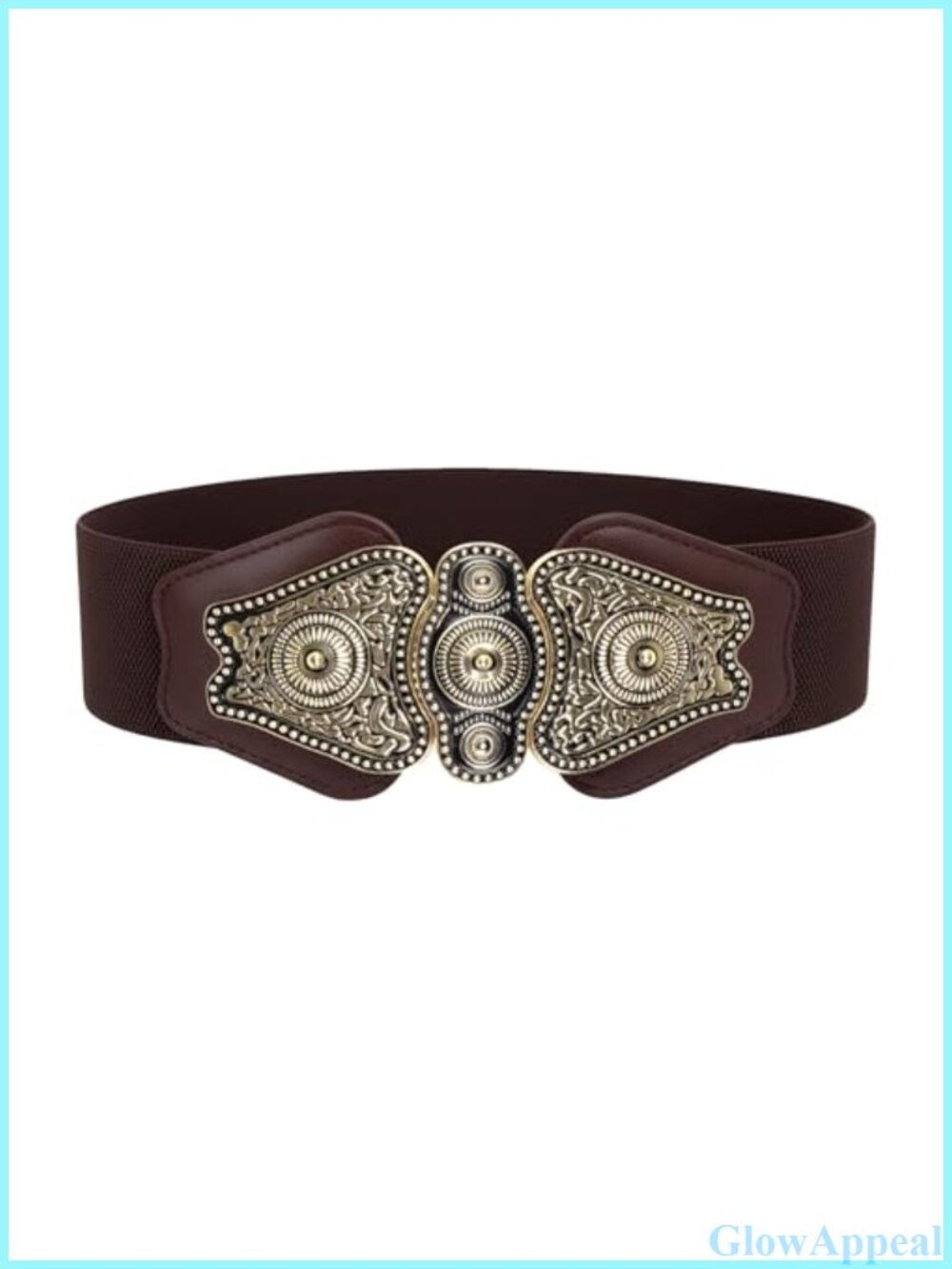 Wide Elastic Vintage Buckle Belt Faux Leather Cinch Waist